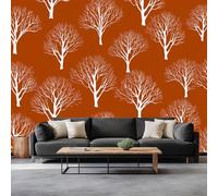 Papel Pintado Panorámico Plantas Árbol Muerto, Mural No Tejido Premium 350 x 256 cm, Póster Naranja para Sala de Estar, Dormitorio, Dormitorio Infantil, Decoración de Pared