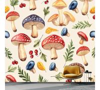 Papel Pintado Panorámico - Plantas Bosque Hojas Mural Fotográfico Artístico 200 x 140 cm, Crema Papel Pintado No Tejido Decoración De Pared Sala Oficina Salón Dormitorio