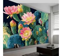 Papel Pintado Panorámico Plantas Cactus Flores 400An x 280Al cm, Tapiz Mural Decoración Salón - Papel Pintado Diseño Moderno Selva Tropical para Habitación Infantil Decoración Mural