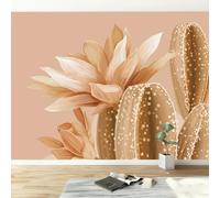Papel Pintado Panorámico Plantas Cactus Flores, Póster Mural Bohemio Papel Decorativo de Pared 500An x 280Al cm para Salón Dormitorio Habitación Infantil Restaurante Decoración