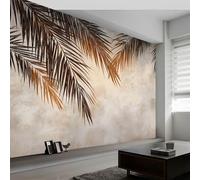 Papel pintado panorámico plantas hojas de palma rayas, foto mural moderna 450An x 280Al cm - Papel pintado decoración hogar shabby chic para salón habitación habitación infantil oficina
