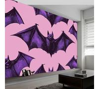 Papel pintado Panorámico Rayas Moradas de Murciélago, Papel pintado Personalizado Misterio Abstracto, Fresco de Pared Moderno para Salón o Dormitorio, Pintura Mural Decorativa 500 x 280 cm (L x H)