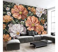 Papel Pintado Panorámico Resumen Floración Peonía 400An×280Al cm Fotomurales No Tejido, Pintura Al Óleo Flores Mural Foto XXL Decoración Póster Pared 3D Para Salón Fotográfico Dormitorio Pared Sala