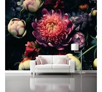 Papel Pintado Panorámico - Retro Shabby Chic Floral Mural Fotográfico Artístico 150 x 105 cm, Oscuro Papel Pintado No Tejido Decoración De Pared Sala Oficina Salón Dormitorio