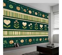 Papel Pintado Panorámico Rústico Vintage 350An x 256Al cm, Tapiz Mural Decoración Salón - Papel Pintado Diseño Moderno Plantas Flores Rayas Corazón para Habitación Infantil Decoración Mural