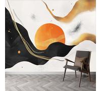 Papel pintado Panorámico Shabby Chic pintado de pared, rayas de sol con tinta abstracta no tejida de pared, 200 x 140 cm (L x H) foto de pared para sala de estar, dormitorio de niños, restaurante