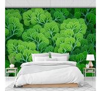 Papel Pintado Panorámico Tema Plantas Forestales 450 X 315 Cm Fotomurales No Tejido Con Patrón Hojas Verdes, Murales Decoración Póster Pared Personalizado 3D Para Salón Dormitorio