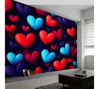Papel pintado panorámico Tema Romántico 450An x 280Al cm, tapiz mural decoración salón - Papel pintado diseño moderno Abstracto Dibujos Animados Corazón para habitación infantil decoración mural