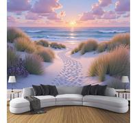 Papel Pintado Panorámico Un Camino Que Conduce Al Mar, Papel Pintado Pared Panorámico Una Romántica Puesta De Sol Costera De Seda, Decoración De La Pared Murales Para Salón Dormitorio 300x210cm