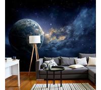Papel Pintado Panorámico Universo Ciencia Ficción 150 X 105 Cm Fotomurales No Tejido Con Planetas Suspendidos En El Espacio, Murales Decoración Póster Pared Personalizado 3D Para Salón Dormitorio