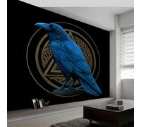 Papel pintado panorámico vikingo nudo de kel cuervo, papel pintado de estilo imaginativo extraíble - mural fácil de colocar - Decoración de pared para sala de estar, habitación infantil, 200 x 140 cm