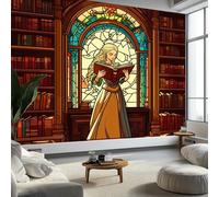 Papel Pintado Panorámico Vintage Biblioteca Chica, Foto Mural Moderna 450An x 280Al cm - Papel Pintado Decoración Hogar Arte Fantástico para Salón Habitación Habitación Infantil Oficina
