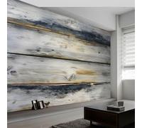Papel pintado panorámico vintage madera rayas, papel pintado no tejido shabby chic para dormitorio salón comedor - Decoración mural moderna fondo fotográfico artístico 200An x 140Al cm