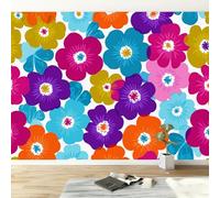 Papel pintado panorámico Vintage Plantas Flores, Foto mural papel pintado Moderno de Mediados de Siglo - Póster cuadros 350An x 256Al cm para salón dormitorio decoración interior del hogar