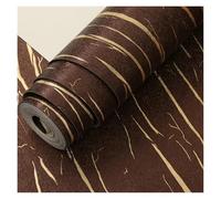 Papel pintado Papel tapiz con patrón de líneas doradas 3D en color café oscuro for sala estar, restaurante, hotel, pegatinas pared sencillas y puras(53cmx2m)