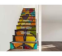 Papel Pintado para Escaleras Follow Your Dreams | 16 Pegatinas Adhesivas Para Paredes Escaleras | Papel Pintado | Varias Medidas 80 x 18 cm | Escaleras | Decoración Escaleras Huellas Contrahuellas