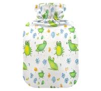 Papel pintado para niños con muchas ranas y mariposas, botella caliente para aliviar el dolor, comprimir el dolor, botella de agua caliente y cubierta