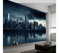 Papel pintado para sala de estar, arquitectura de ciudad, cielo nublado, arte de pared para dormitorio, murales de pared en blanco y negro para dormitorios, papel pintado fotográfico impermeable 3D