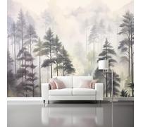 Papel Pintado Pared 150 x 105 cm - Naturaleza Niebla Bosque Papel pintado Gris Mural de Arte Decoración para Comedores Salones Habitaciones Sala Cuarto Oficina Salón