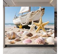 papel pintado pared 250x420cm Estrella De Mar De Vela Costera papel pintado muebles Panel mural artístico 3D sin empalmes, acabado clásico al óleo, ideal para interiores rústicos EB24-526