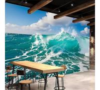 papel pintado pared 250x420cm Ola Verde papel pintado muebles Panel mural artístico 3D sin empalmes, acabado clásico al óleo, ideal para interiores rústicos EB24-145