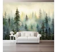 Papel Pintado Pared 3D 200 x 140 cm（WxH, Murales Arte Digital Tranquilidad Bosque - Decoración de Pared para Sala de Estar Dormitorio Sofá Verde Respetuoso