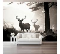 Papel Pintado Pared 3D 300 x 210 cm（WxH, Murales Realismo Alce Bosque - Decoración de Pared para Sala de Estar Dormitorio Sofá Gris Respetuoso
