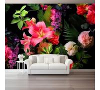 Papel Pintado Pared 3D 300 x 210 cm（WxH, Murales Realismo Ramos Colores Vibrantes - Decoración de Pared para Sala de Estar Dormitorio Sofá Negro Respetuoso