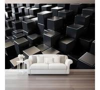 Papel Pintado Pared 3D 350 x 256 cm（WxH), Murales 3D Minimalista Geométrico - Decoración de Pared para Sala de Estar Dormitorio Sofá Negro Respetuoso