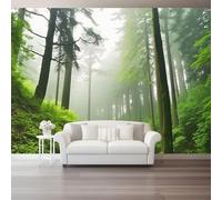 Papel Pintado Pared 3D 350 x 256 cm（WxH, Murales Realismo Selva Tropical Luz Y Sombra - Decoración de Pared para Sala de Estar Dormitorio Sofá Verde Respetuoso