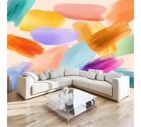 Papel Pintado Pared 3D Abstracto Moderno Pinceladas Textura Graffiti Naranja Suave, Fotomural 300 x 210 cm Mural Fotográfico Moderno para Dormitorio, Salón y Fondo de TV, Decoración de Paredes Grande