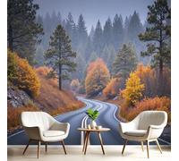 Papel Pintado Pared 3D Amarillo Parduzco Camino Del Bosque De Pinos Fotomurales Tv Fondo Dormitorio Murales Paisaje Tranquilo Para Sala De Estar Pósteres Motivos De Restaurante De Oficina,400X280Cm