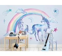 Papel Pintado Pared 3D Arcoíris Unicornio Pegasus Fotomurales 3D Papel Tapiz Moderno Murales Dormitorio -ZX26963-400x280cm