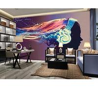 Papel Pintado Pared 3D Auriculares Chicas De Música Fotomurales 3D Papel Tapiz Moderno Murales Dormitorio -ZX07998-350x250cm