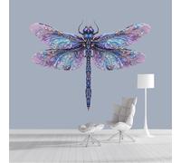 Papel Pintado Pared 3D Azul Pálido Libélula Datura Fotomurales Tv Fondo Dormitorio Murales Insectos De Línea Para Sala De Estar Pósteres Motivos De Restaurante De Oficina,400X280Cm
