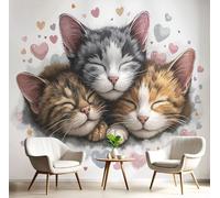 Papel Pintado Pared 3D Blanco Parduzco Gato Cariñoso Fotomurales Tv Fondo Dormitorio Murales Animales Ilustrados Para Sala De Estar Pósteres Motivos De Restaurante De Oficina,400X280Cm