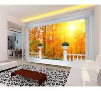 Papel Pintado Pared 3D Bosque De Balcones De Columnas Romanas Fotomurales 3D Papel Tapiz Moderno Murales Dormitorio -ZX29748-250x175cm