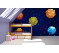 Papel Pintado Pared 3D Cartoon Planet Satellite Cosmos Fotomurales 3D Papel Tapiz Moderno Murales Dormitorio -ZX04217-310x250cm