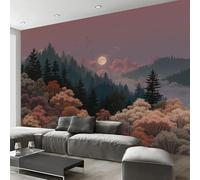 Papel Pintado Pared 3D Cielo De Bosque Retro 250X175Cm Fotomurales Paisaje Realista, Marrón Rojizo Papel Tapiz Grande Murales Fotográfico Moderno Decoración De Pared Para Sala Dormitorio