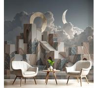 Papel Pintado Pared 3D Color Tierra Arquitectura Geométrica Fotomurales Tv Fondo Dormitorio Murales Arte Moderno Para Sala De Estar Pósteres Motivos De Restaurante De Oficina,200X140Cm