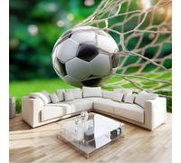 Papel Pintado Pared 3D Deportivo Competición Fútbol Portería Deportes Verde, Fotomural 250 x 175 cm Mural Fotográfico Moderno para Dormitorio, Salón y Fondo de TV, Decoración de Paredes Grande