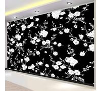 Papel Pintado Pared 3D Dibujos Animados Flores, Negro Mural Campo Plantas 350 X 256 Cm Para Sala De Estar Oficina Hotel Bar Decoración - Moderno Dormitorio Murales