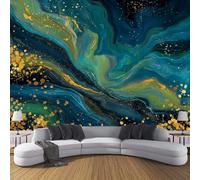 Papel Pintado Pared 3D Diseño De Mármol Lujoso Papels Tapiz, Patrón De Remolino Dorado Tejido Seda,Azul Oscuro Fotomurales 3D Papel Pintado Pared Dormitorio Murales Wallpaper 150 × 105 Cm