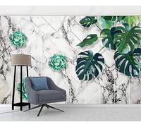 Papel Pintado Pared 3D Estampado De Mármol De Hojas Verdes Fotomurales 3D Papel Tapiz Moderno Murales Dormitorio -ZX33953-310x250cm