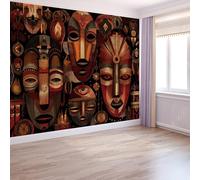 Papel Pintado Pared 3D Estilo Oscuro, Multicolor Mural Abstracto África Máscara 400 X 280 Cm Para Sala De Estar Oficina Hotel Bar Decoración - Moderno Dormitorio Murales