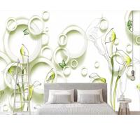 Papel Pintado Pared 3D Flores En Círculo Fotomurales 3D Papel Tapiz Moderno Murales Dormitorio -ZX32628-250x175cm