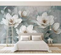 Papel Pintado Pared 3D Flores En Relieve Simples Retro Fotomurales 3D Papel Tapiz Moderno Murales Dormitorio -ZX09197-400x280cm