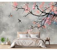 Papel Pintado Pared 3D Flores Rosas Retro Fotomurales 3D Papel Tapiz Moderno Murales Dormitorio -ZX00231-350x250cm