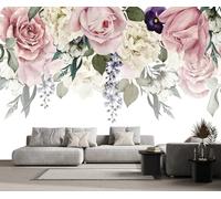 Papel Pintado Pared 3D Flores Rosas Retro Fotomurales 3D Papel Tapiz Moderno Murales Dormitorio -ZX29391-350x250cm