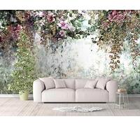 Papel Pintado Pared 3D Flores Y Plantas Pintadas A Mano Retro Fotomurales 3D Papel Tapiz Moderno Murales Dormitorio -ZX20175-350x250cm